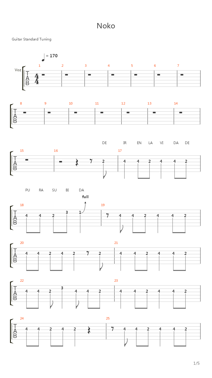 Noko吉他谱
