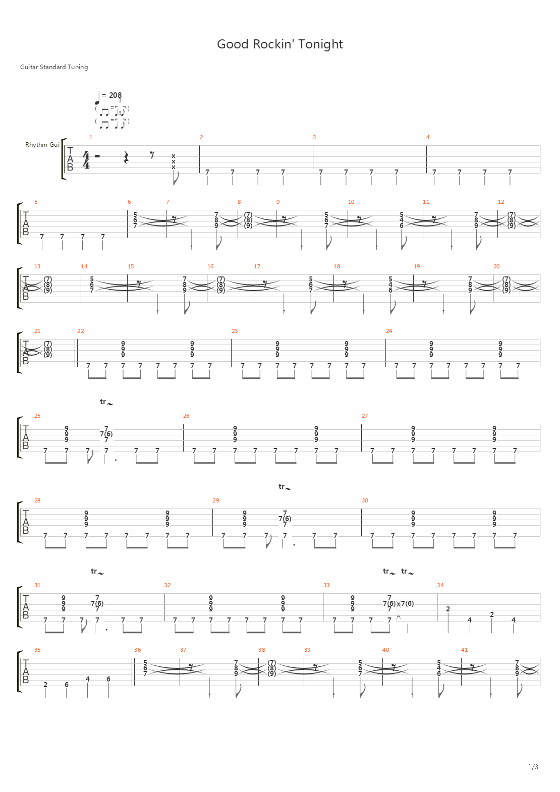 Good Rockin Tonight吉他谱