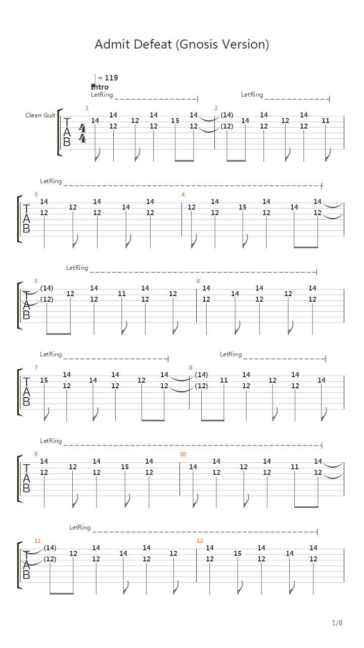 Admit Defeat吉他谱