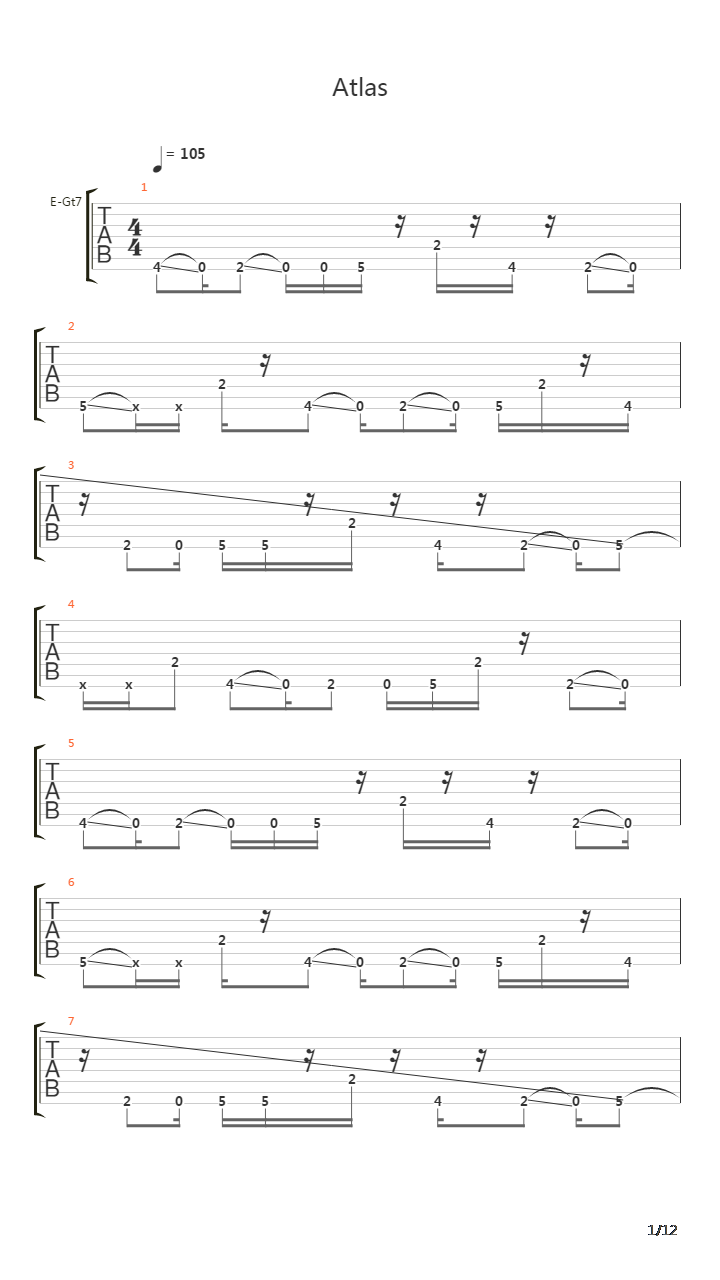 Atlas吉他谱