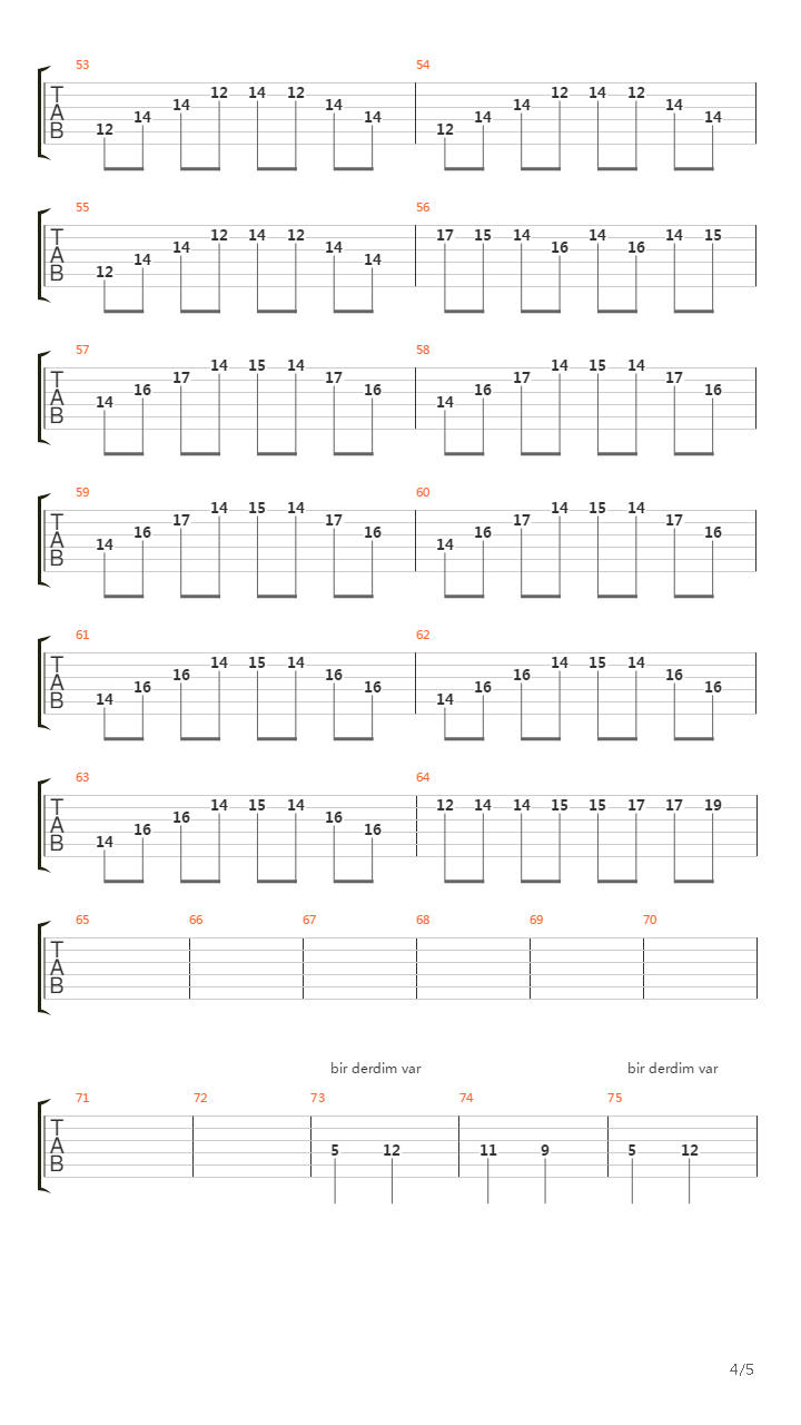 Bir Derdim Var吉他谱