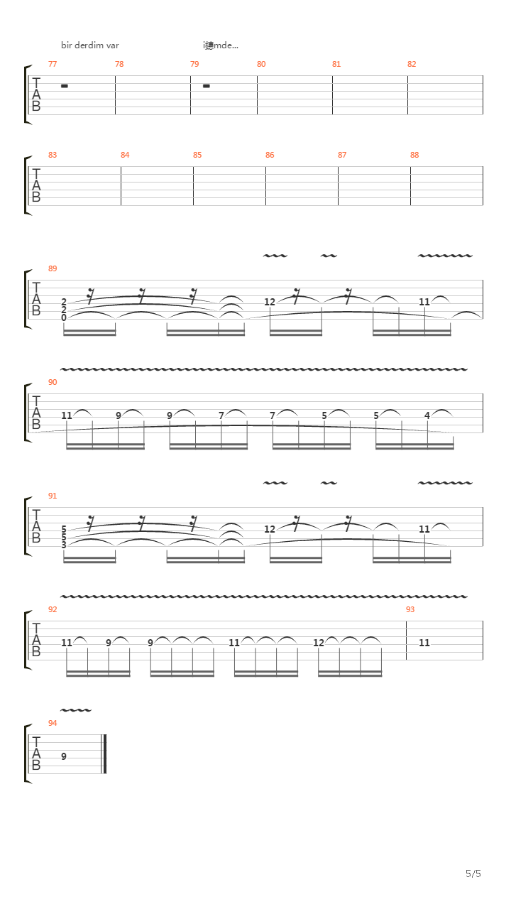 Bir Derdim Var吉他谱