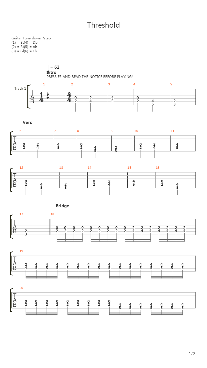 Threshold吉他谱