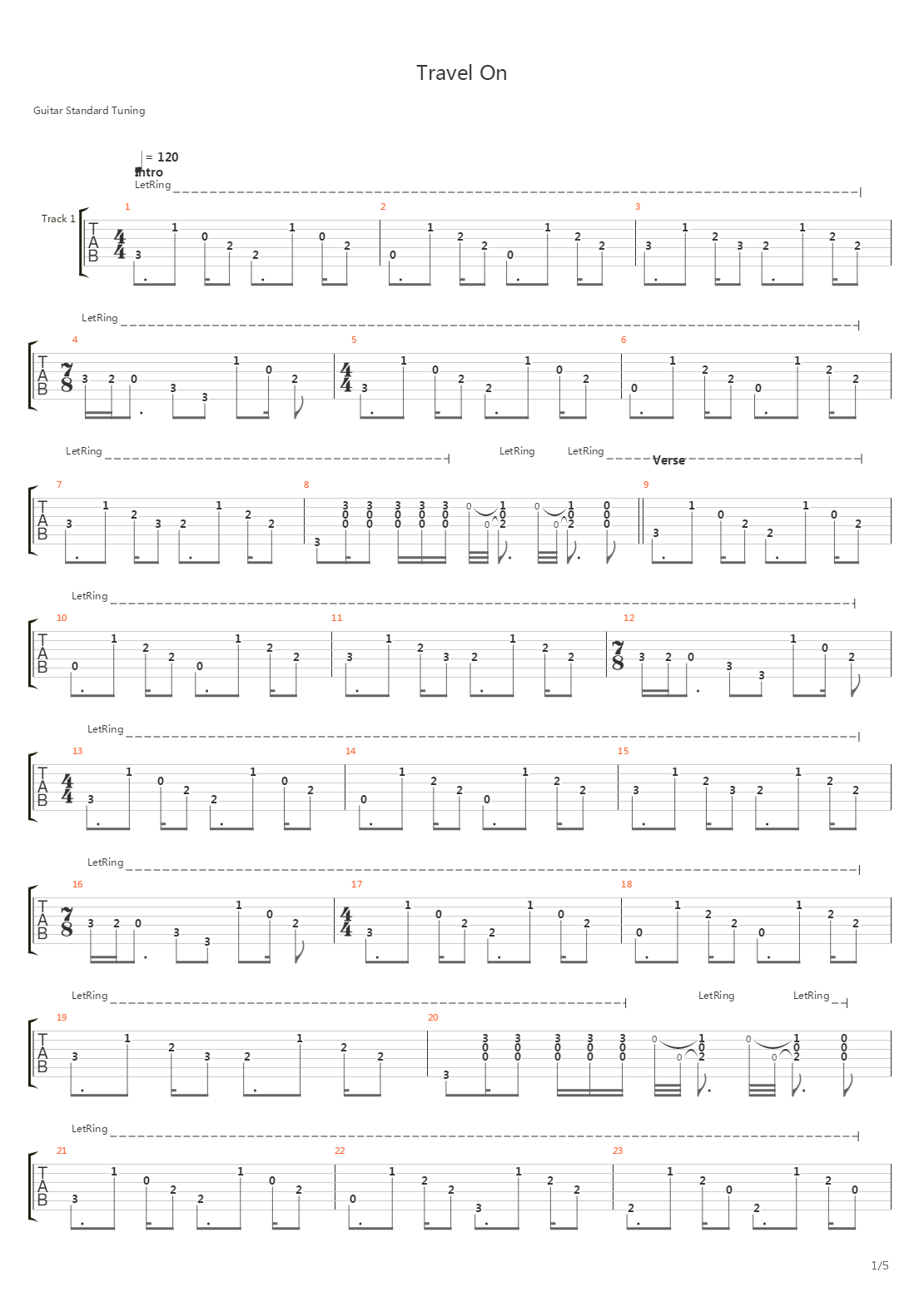 Travel On吉他谱