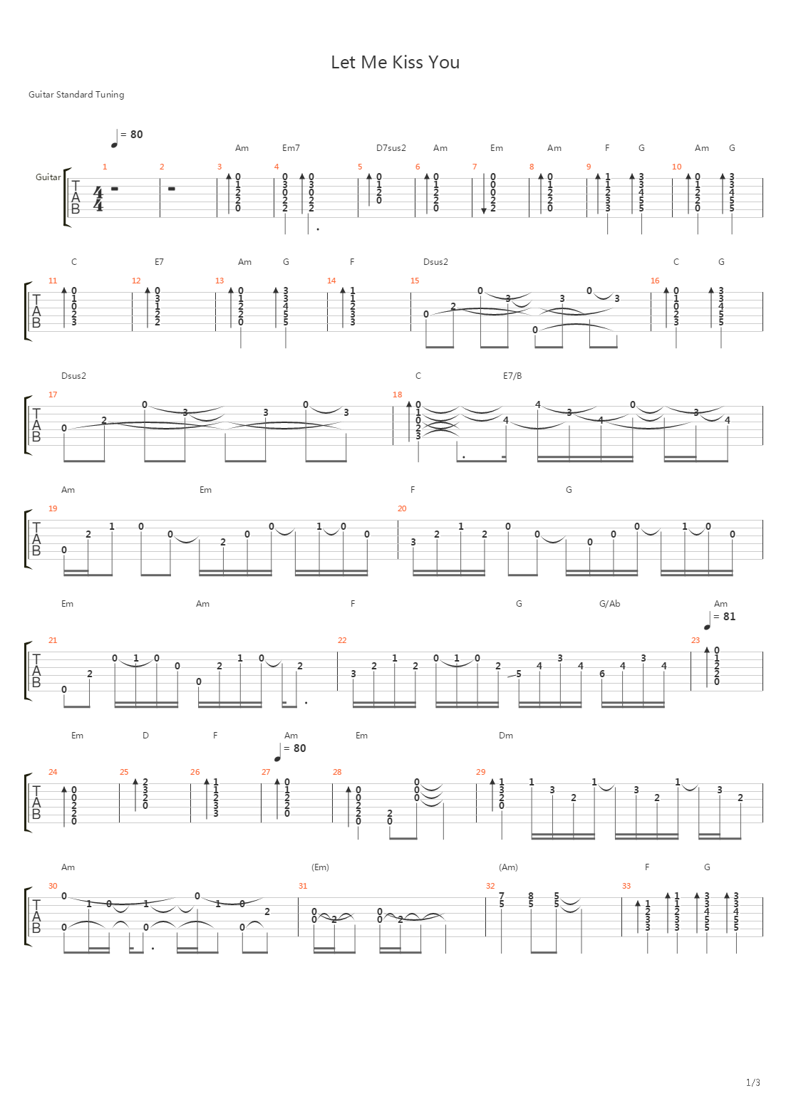 Let Me Kiss You吉他谱