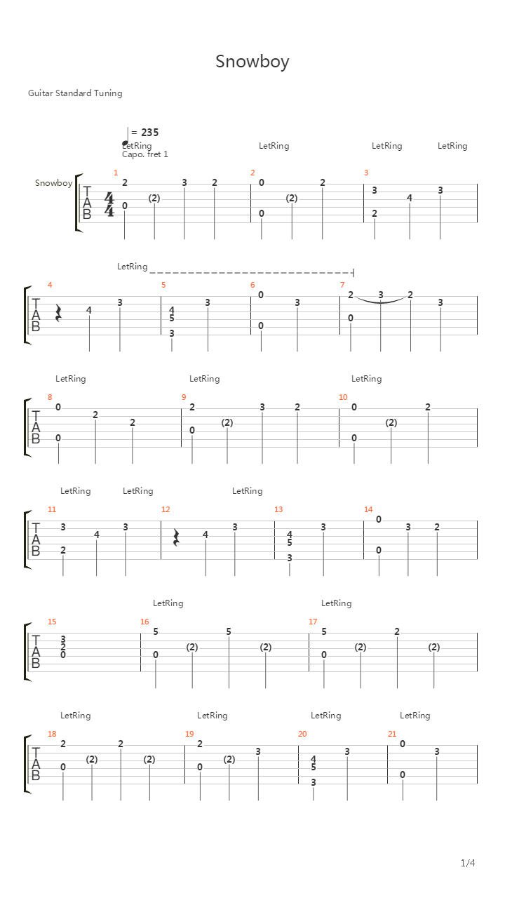 Snowboy吉他谱