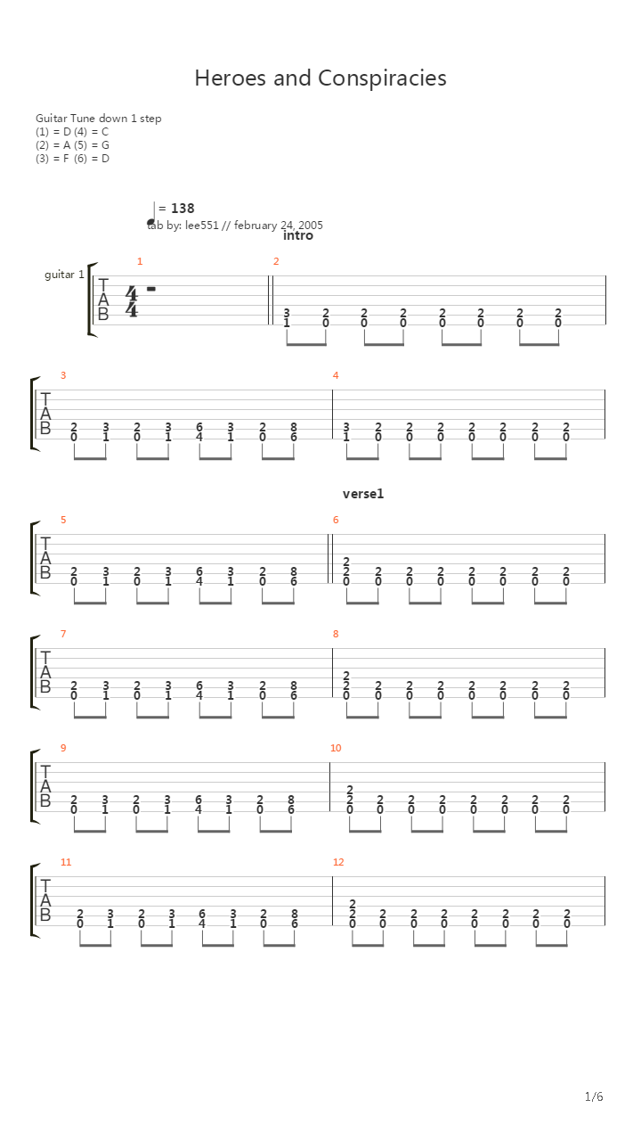 Heroes And Conspiracies吉他谱