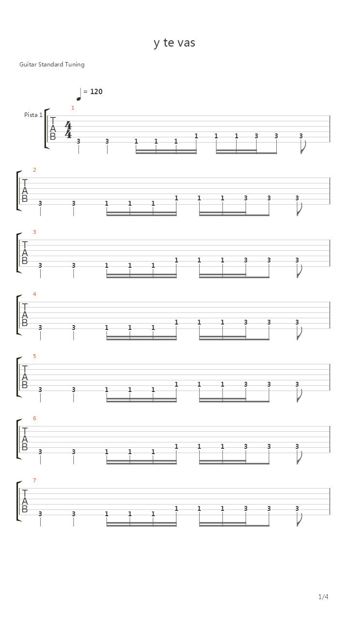 Y Te Vas吉他谱