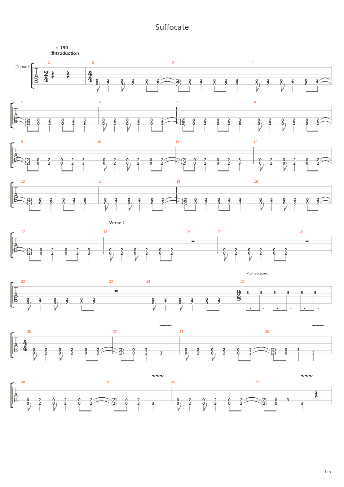 Suffocate吉他谱