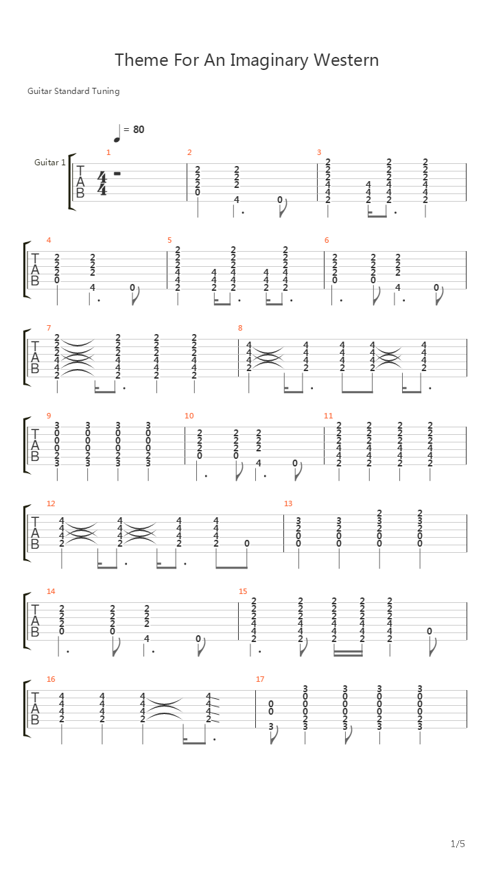Theme For An Imaginary Western吉他谱