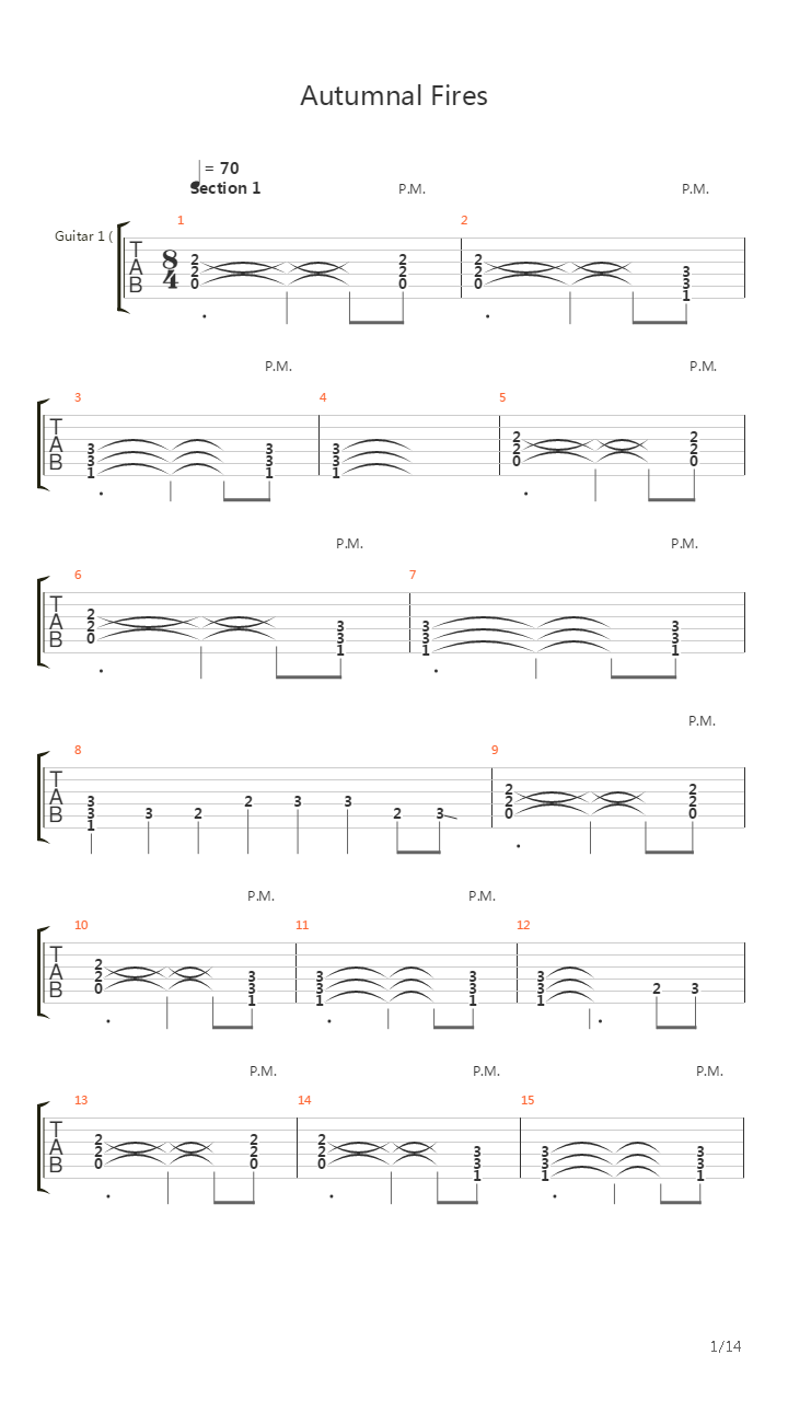 Autumnal Fires吉他谱