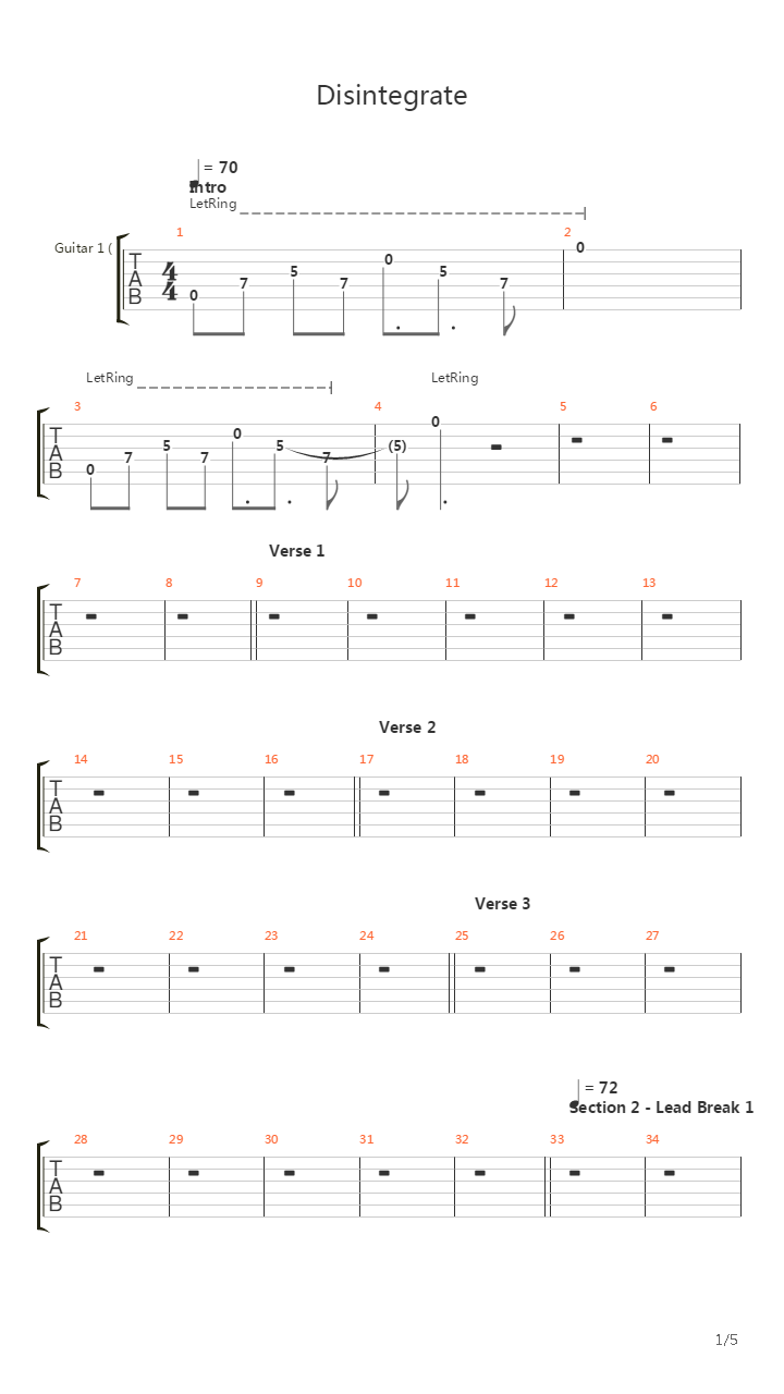 Disintegrate吉他谱
