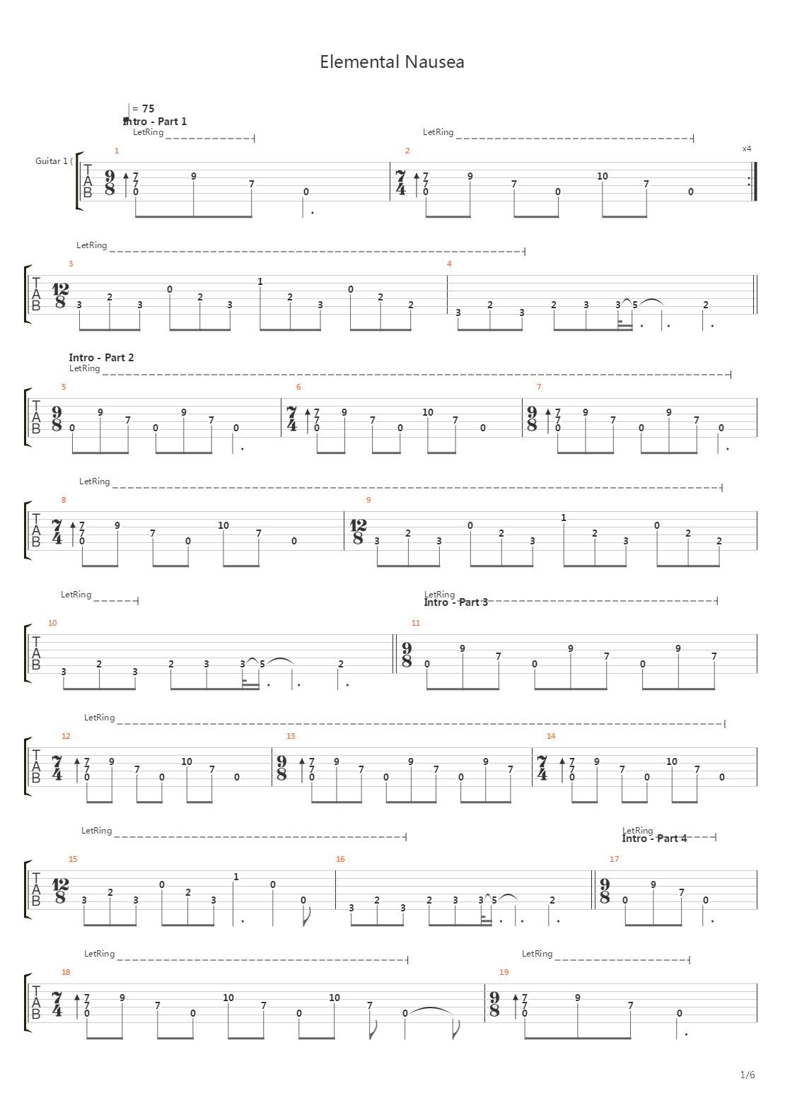 Elemental Nausea吉他谱