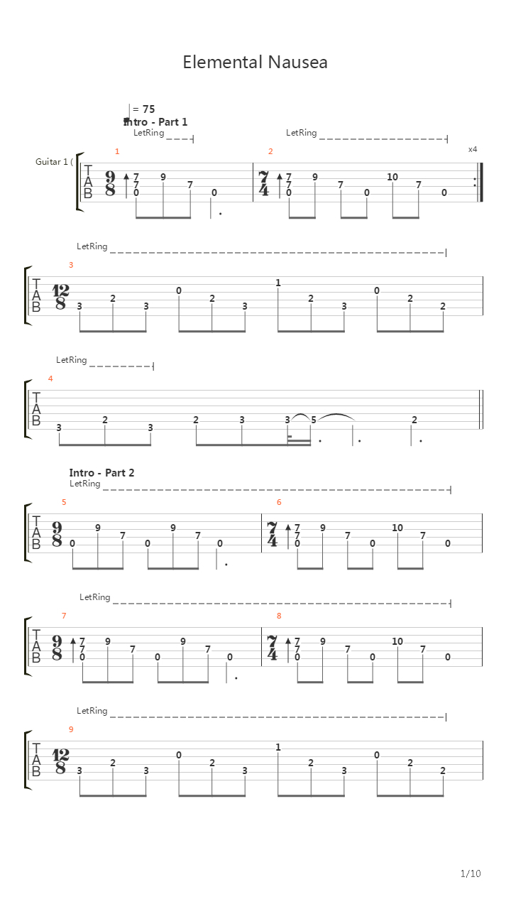 Elemental Nausea吉他谱