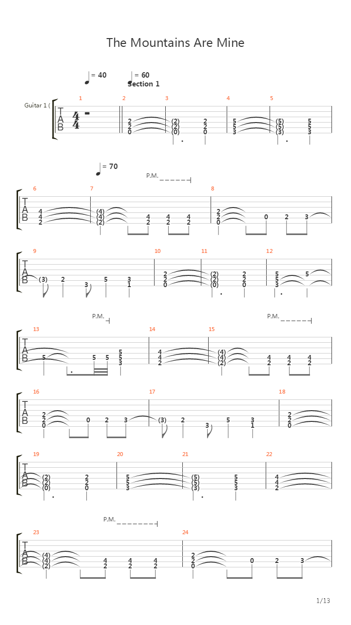 The Mountains Are Mine吉他谱