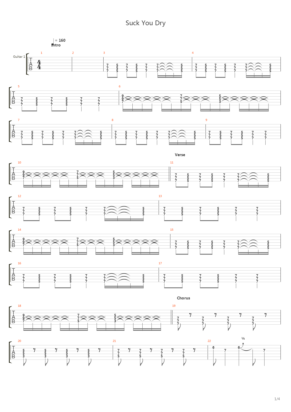 Suck You Dry吉他谱