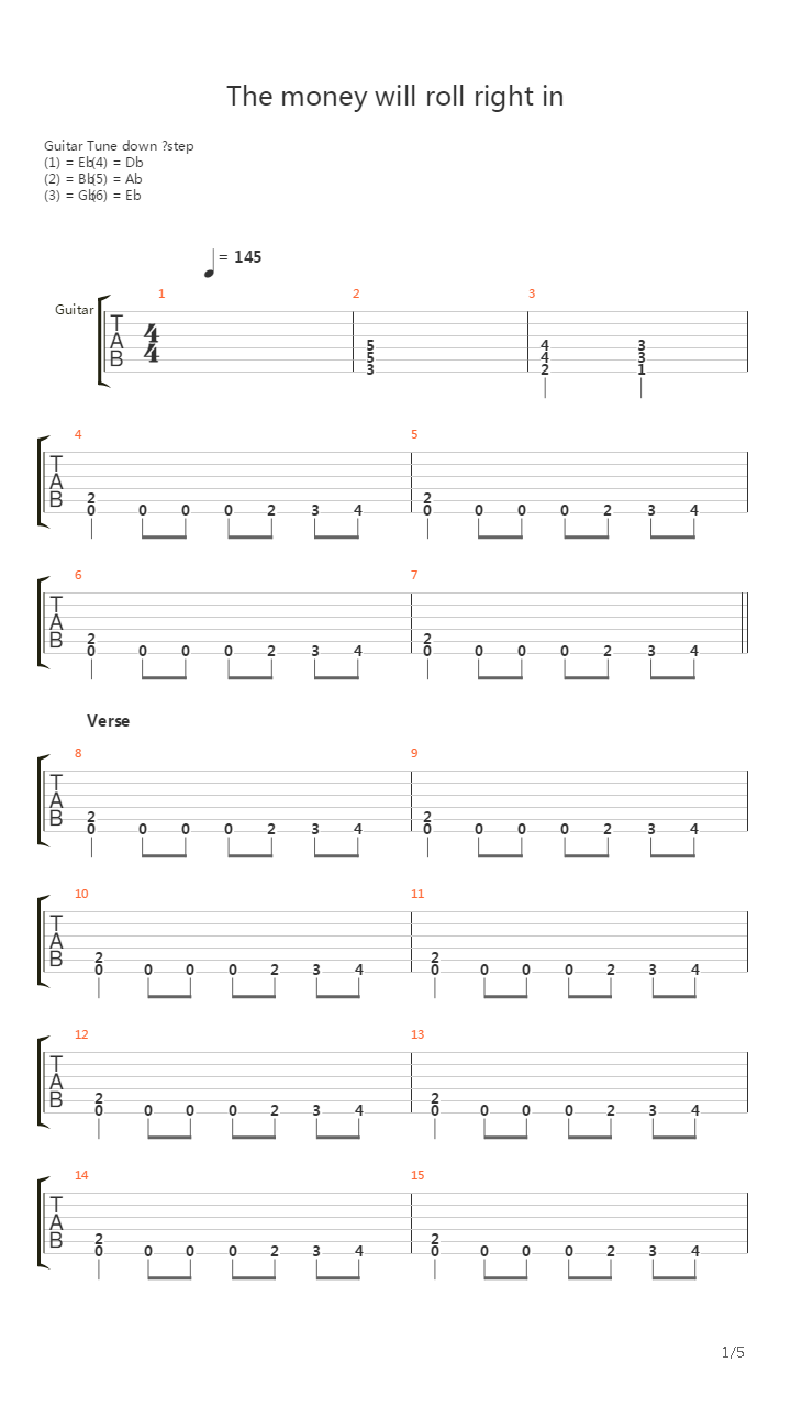 The Money Will Roll Right In吉他谱