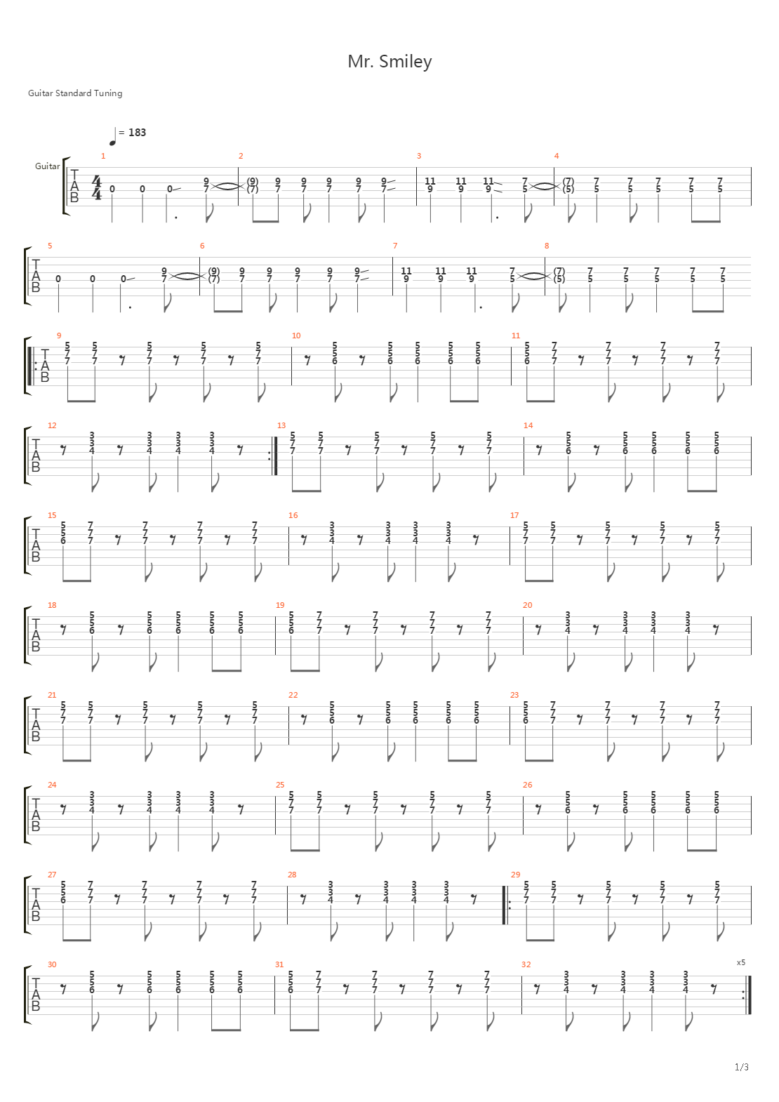 Mr Smiley吉他谱