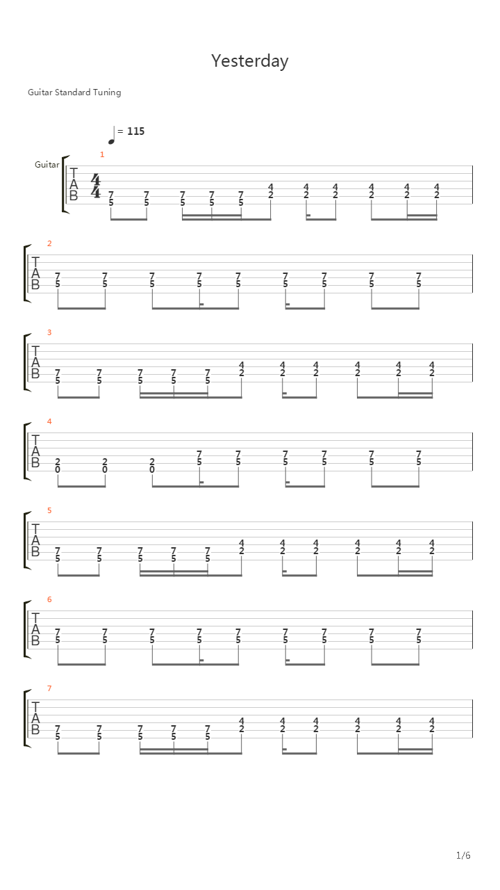 Yesterday吉他谱