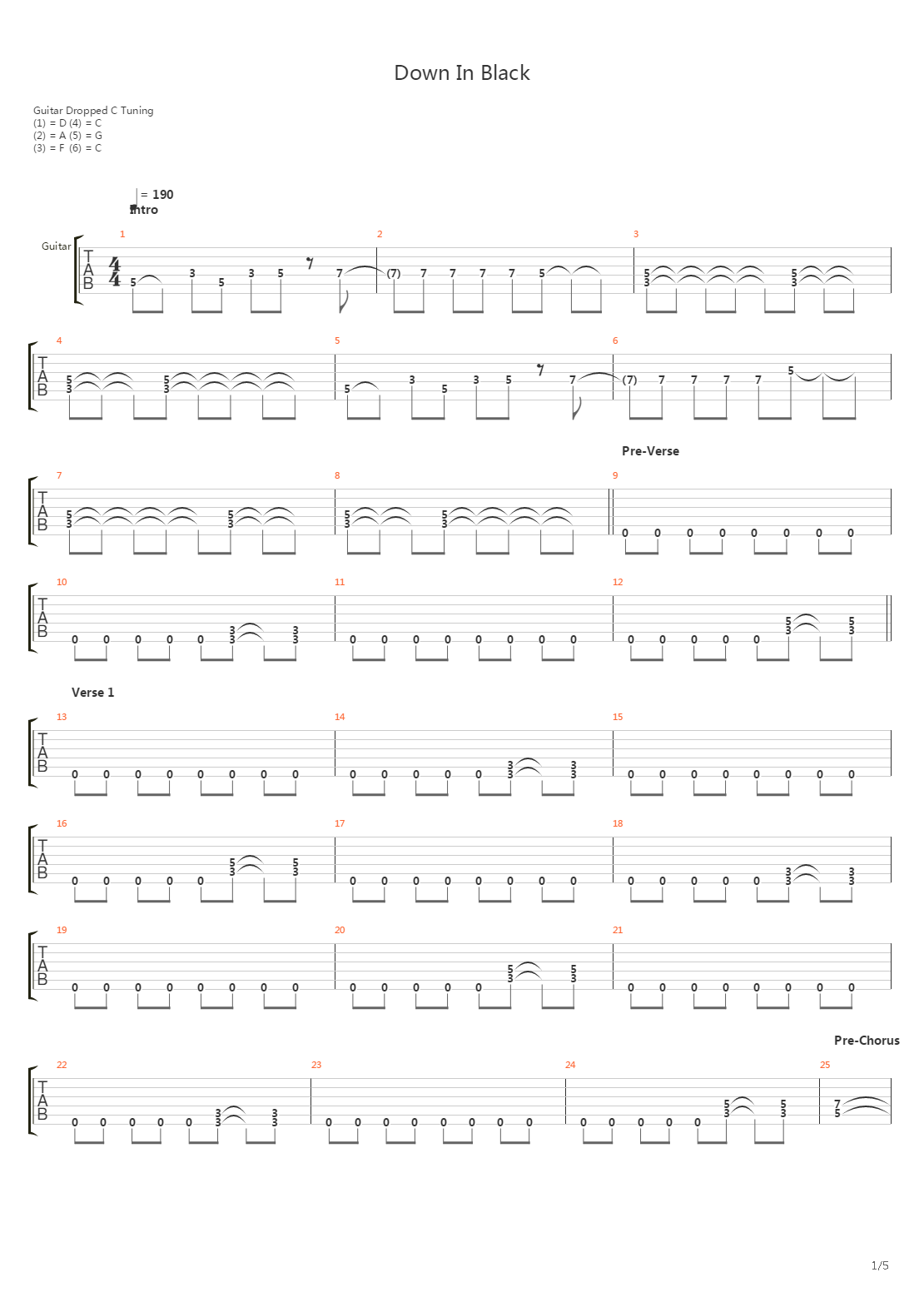 Down In Black吉他谱