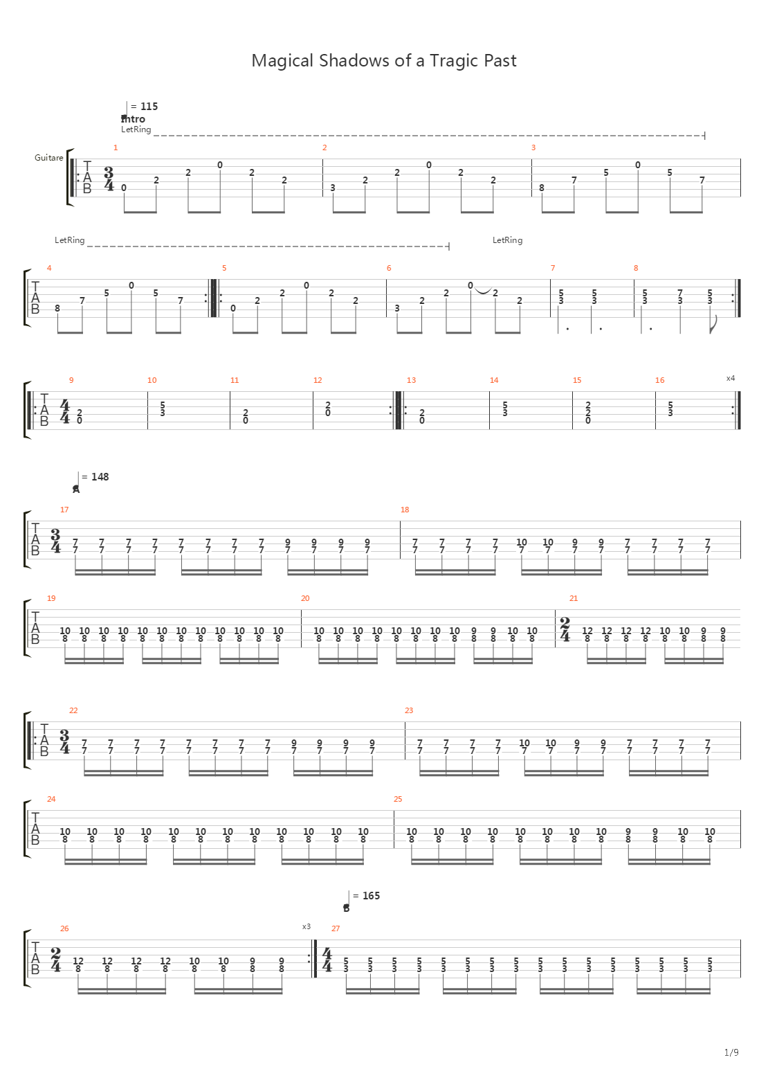 Magical Shadows To A Tragic Past吉他谱