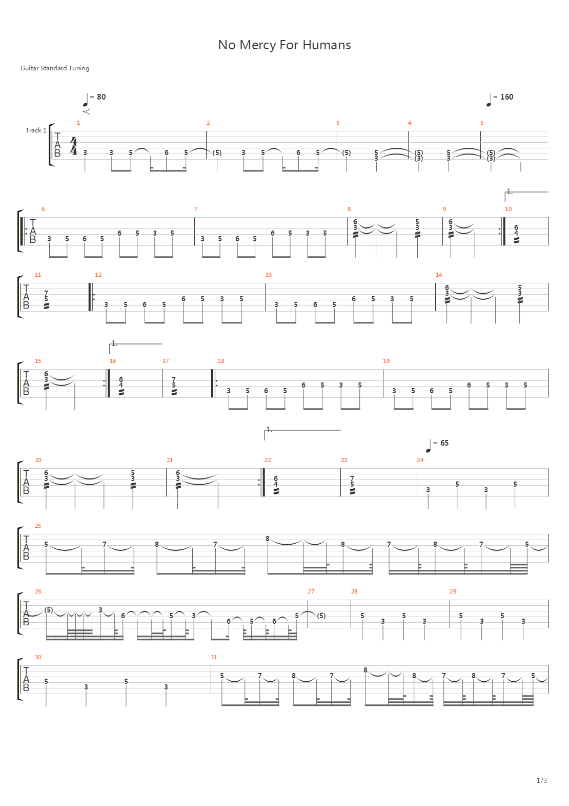 No Mercy For Humans吉他谱