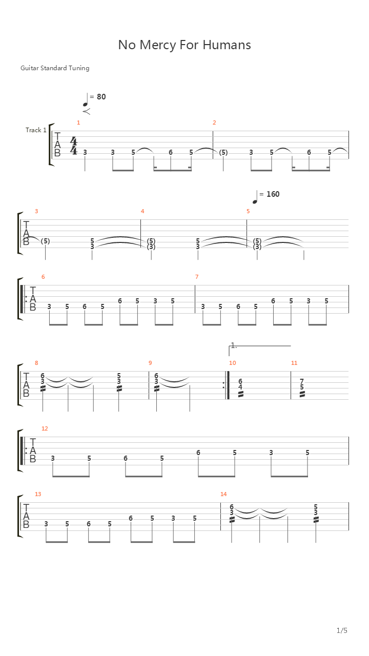 No Mercy For Humans吉他谱