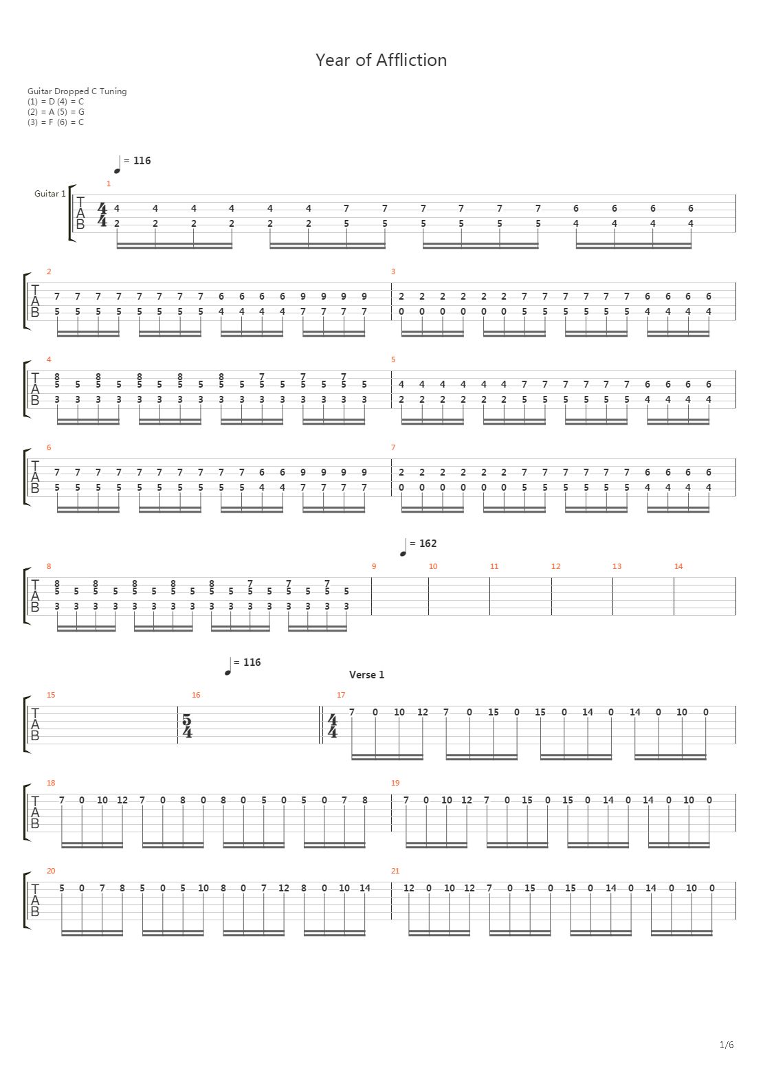 Year Of Affliction吉他谱