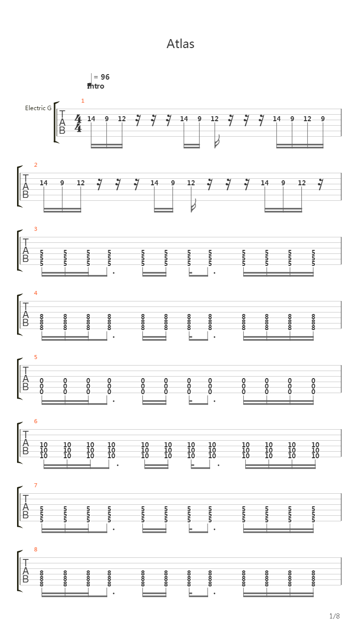 Atlas吉他谱