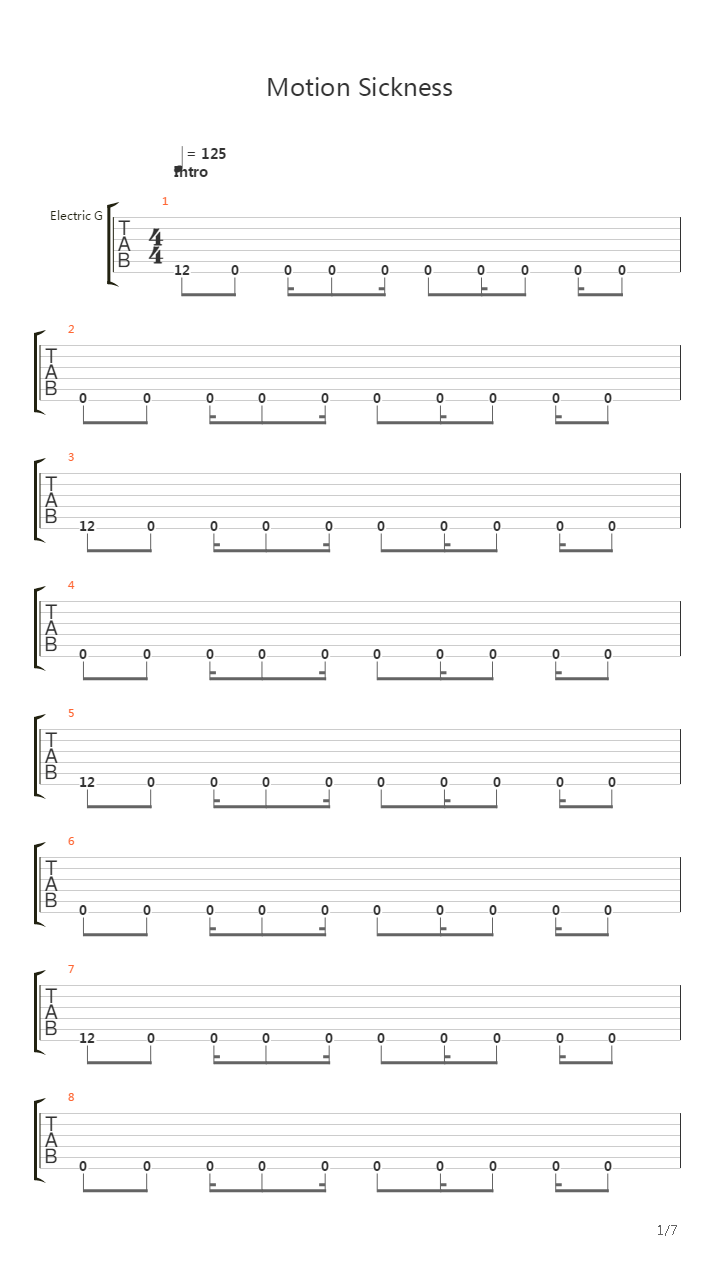 Motion Sickness吉他谱