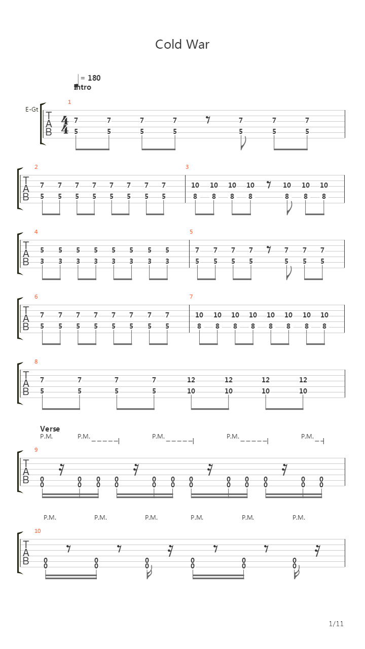 Cold War吉他谱