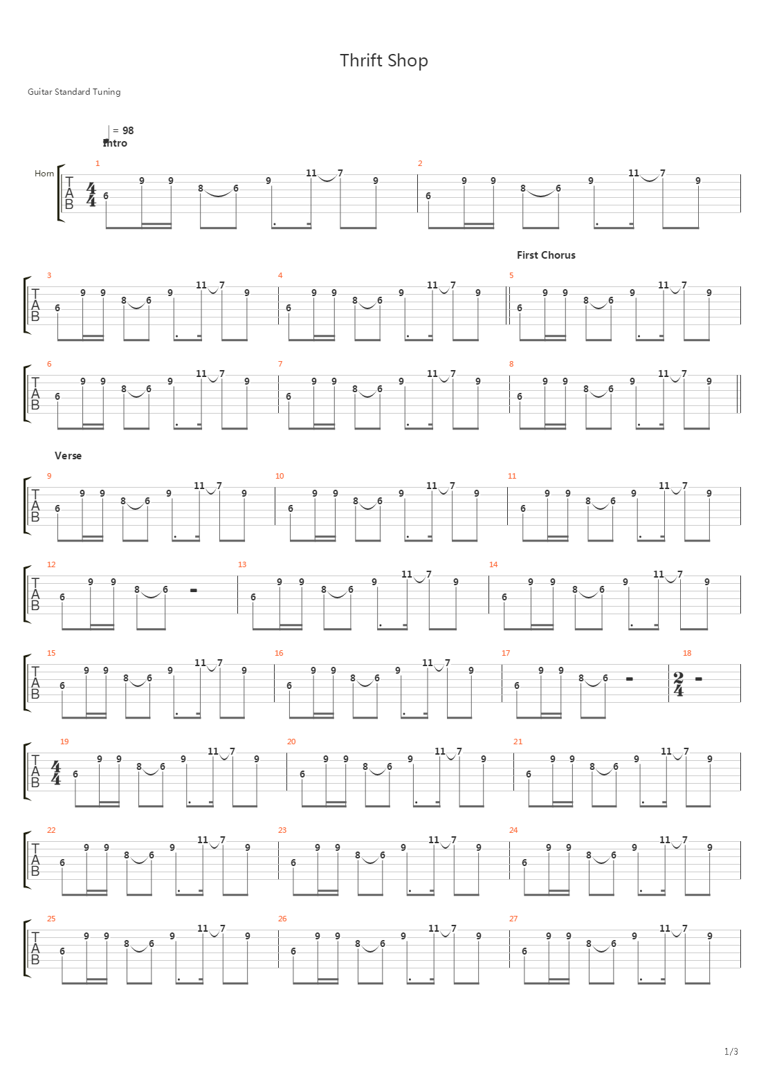 Thrift Shop吉他谱