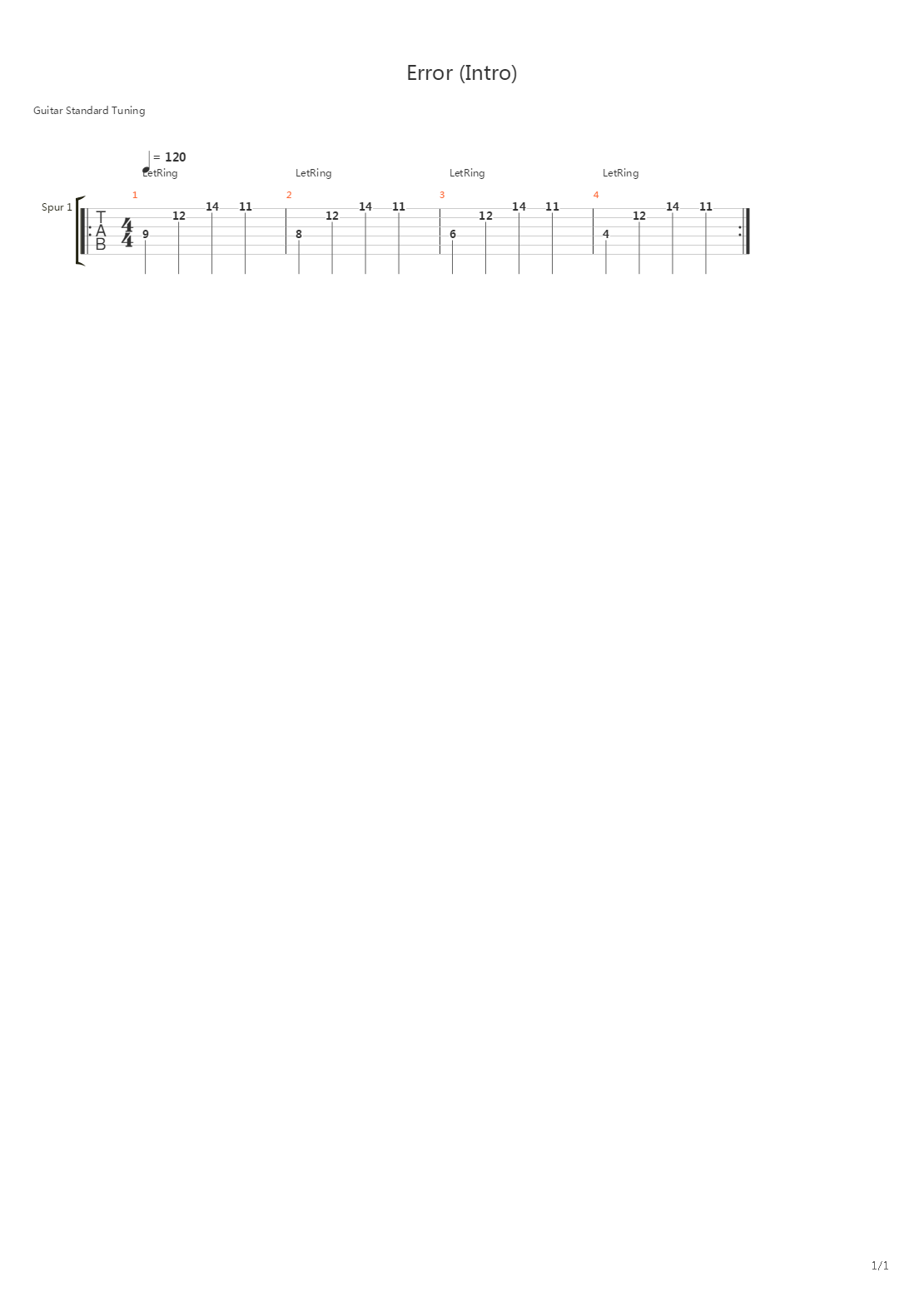 Error吉他谱