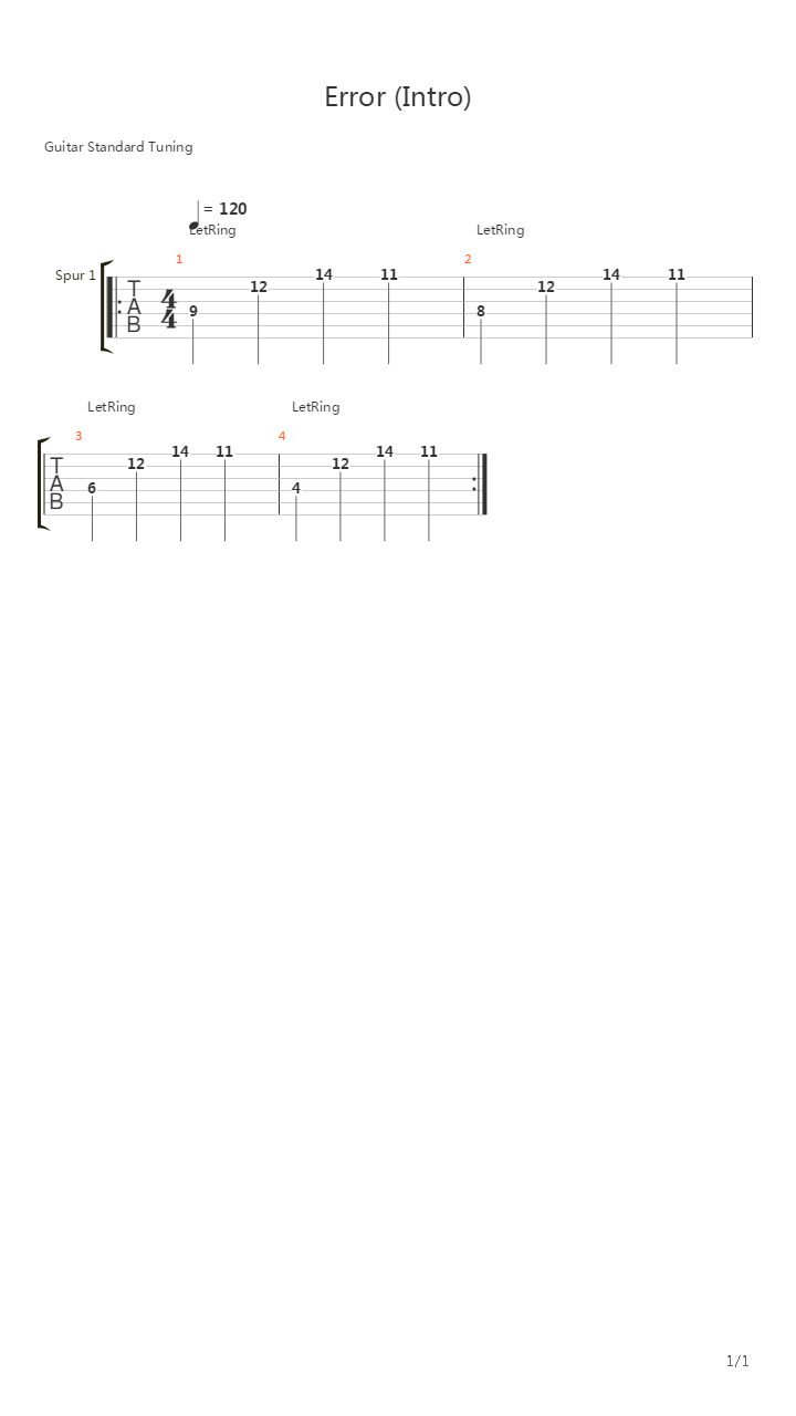 Error吉他谱