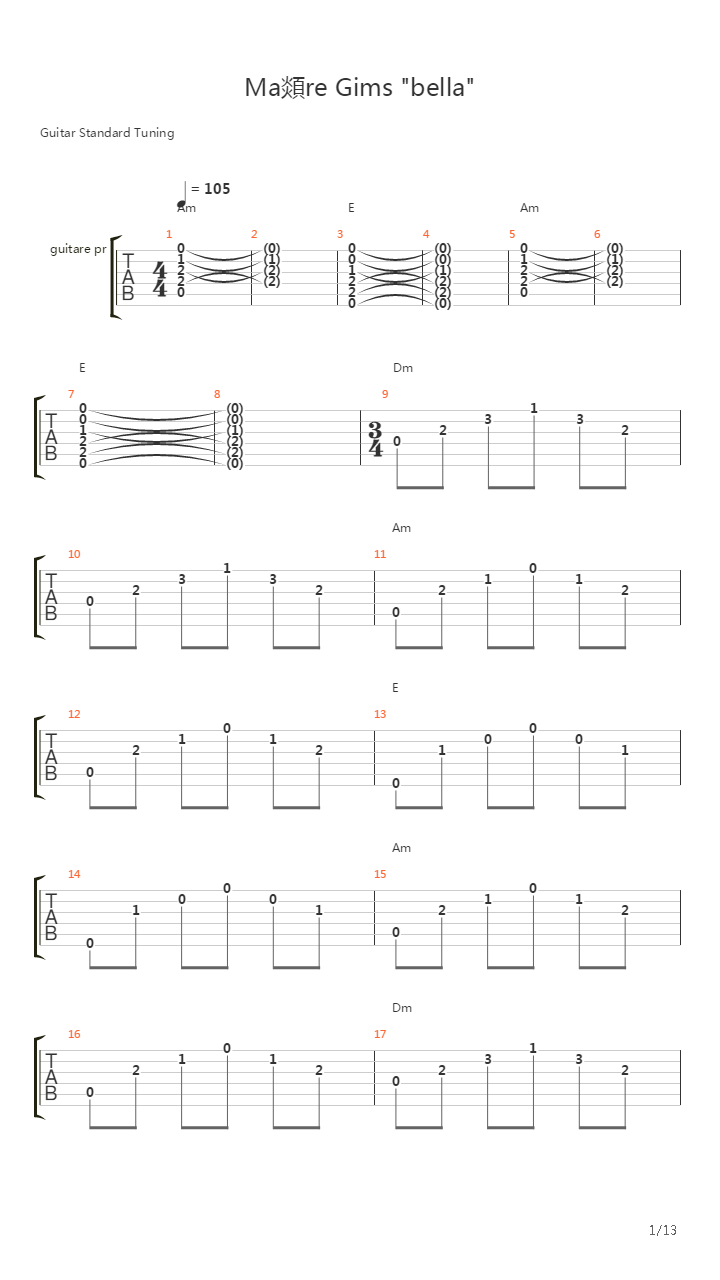 Bella吉他谱