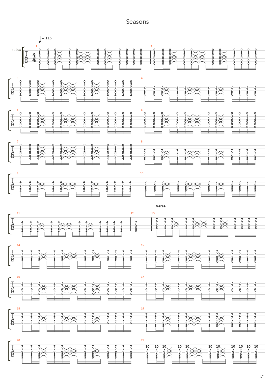 Seasons吉他谱