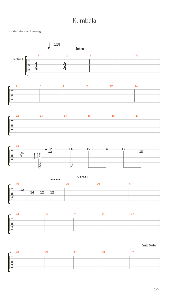 Kumbala吉他谱