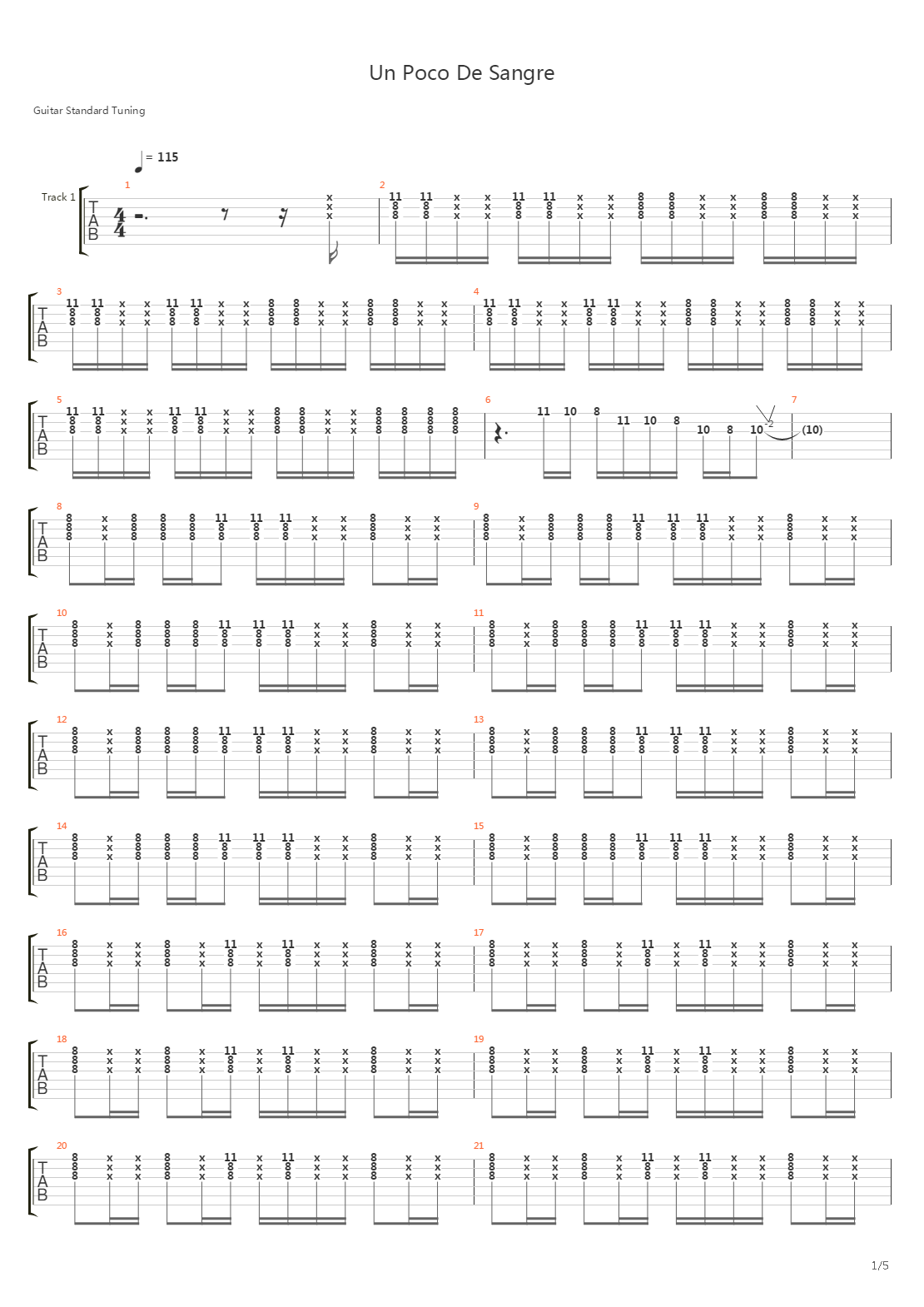 Un Poco De Sangre吉他谱