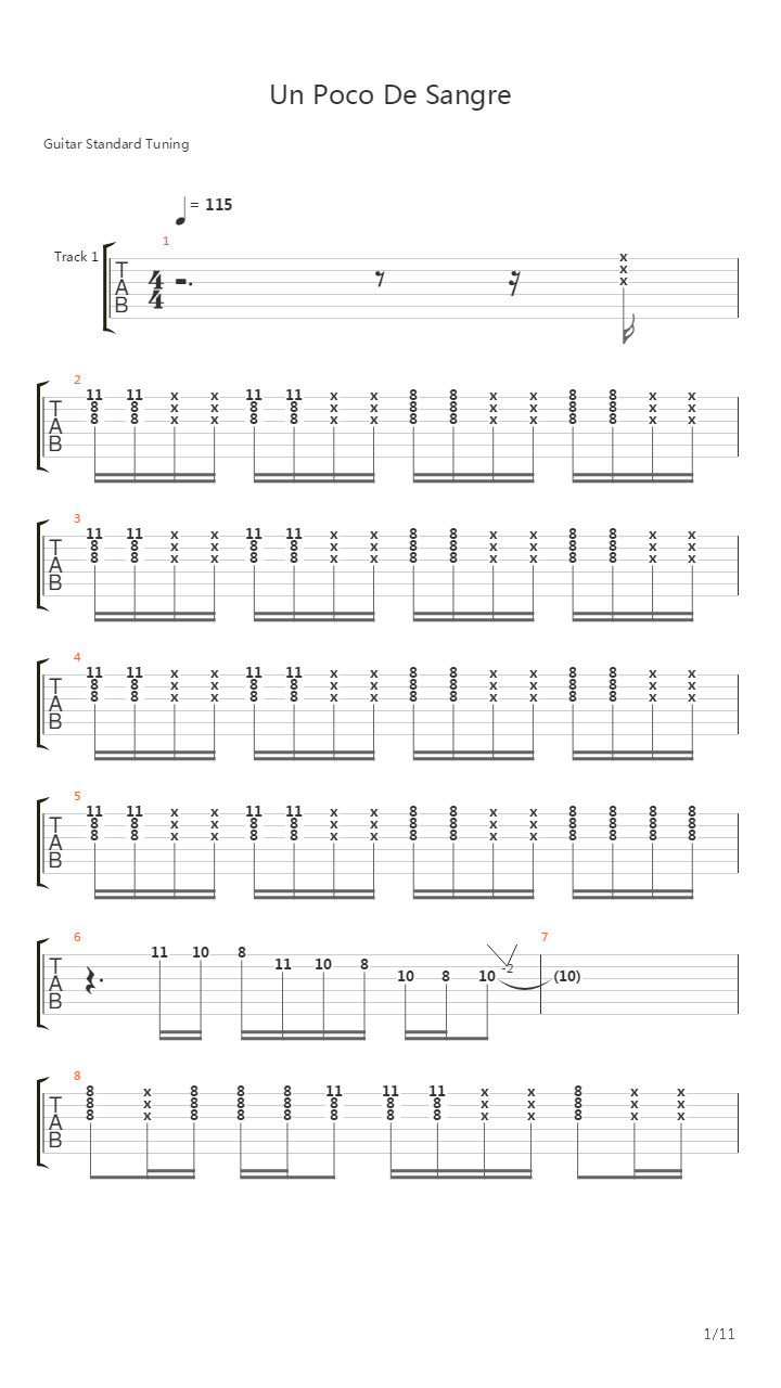 Un Poco De Sangre吉他谱