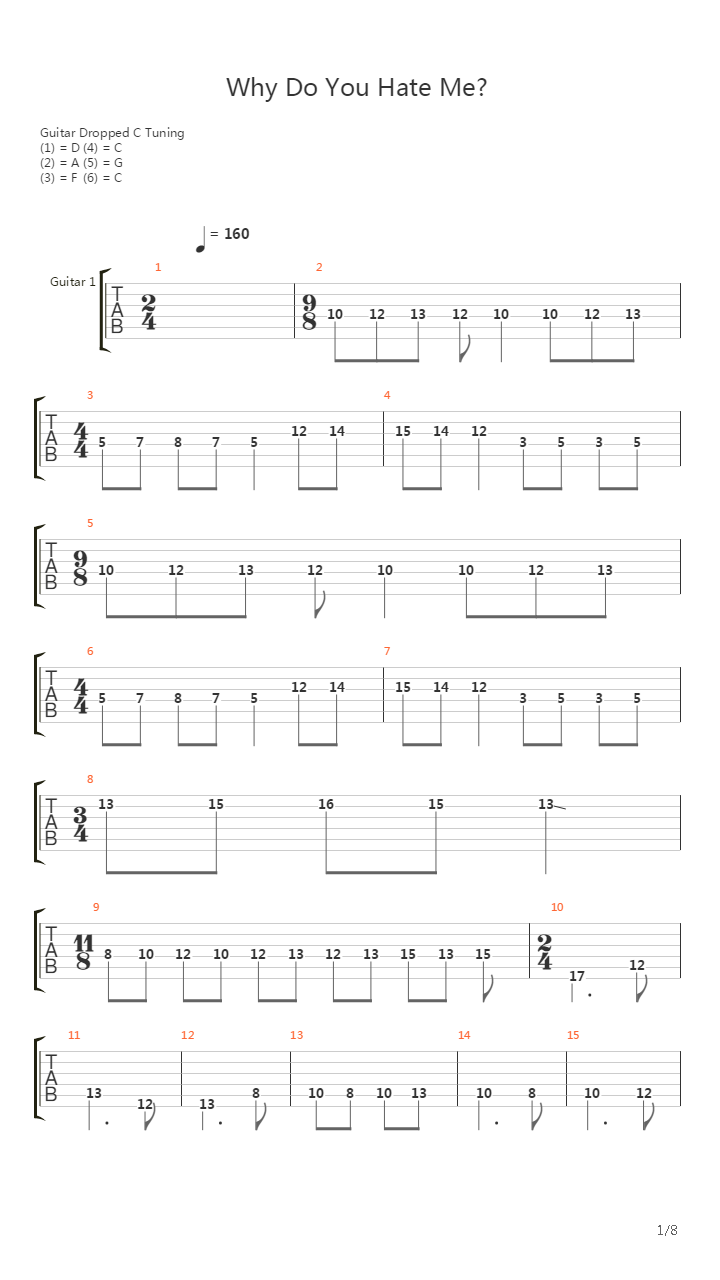 Why Do You Hate Me吉他谱