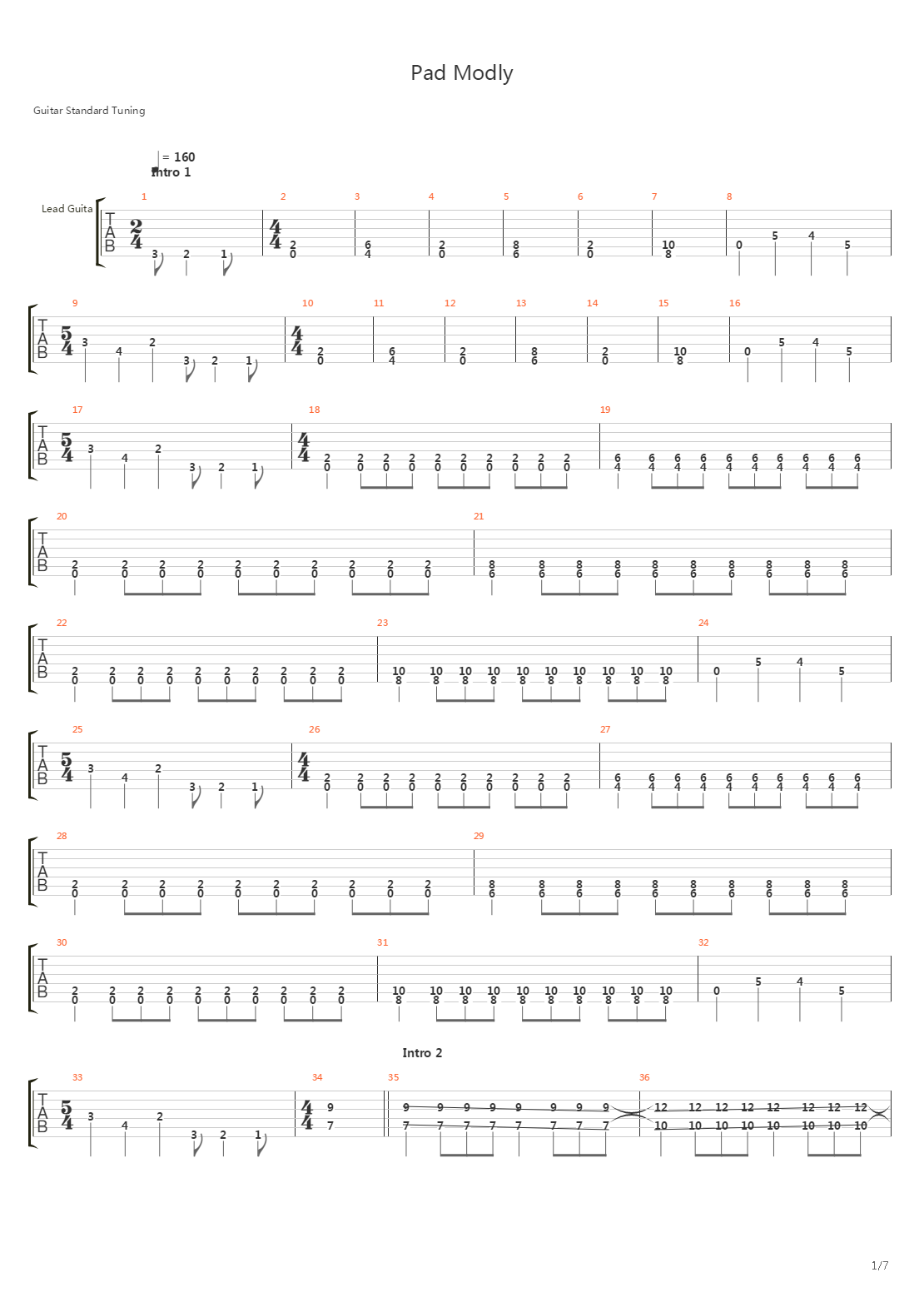 Pad Modly吉他谱