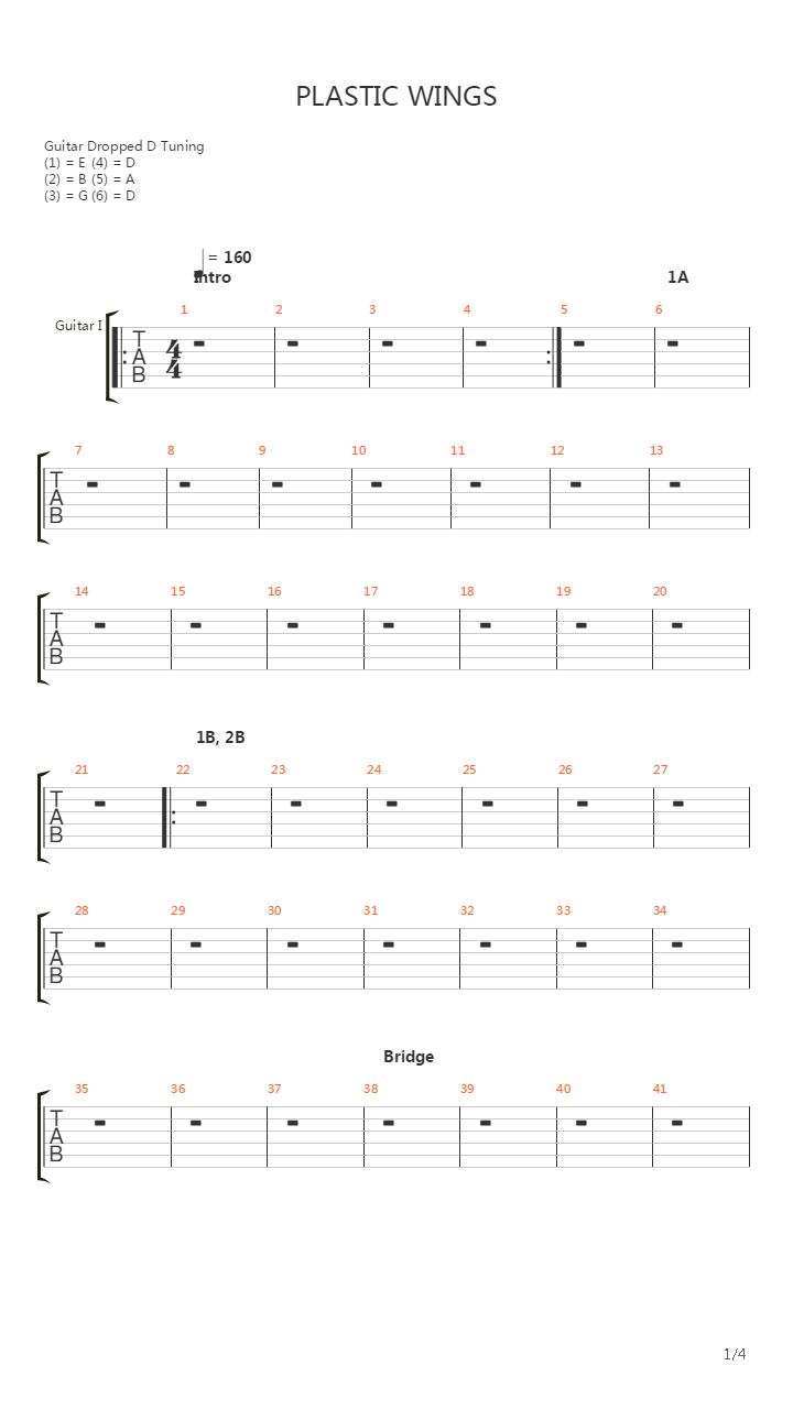 Plastic Wings吉他谱