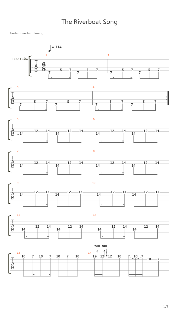 The Riverboat Song吉他谱