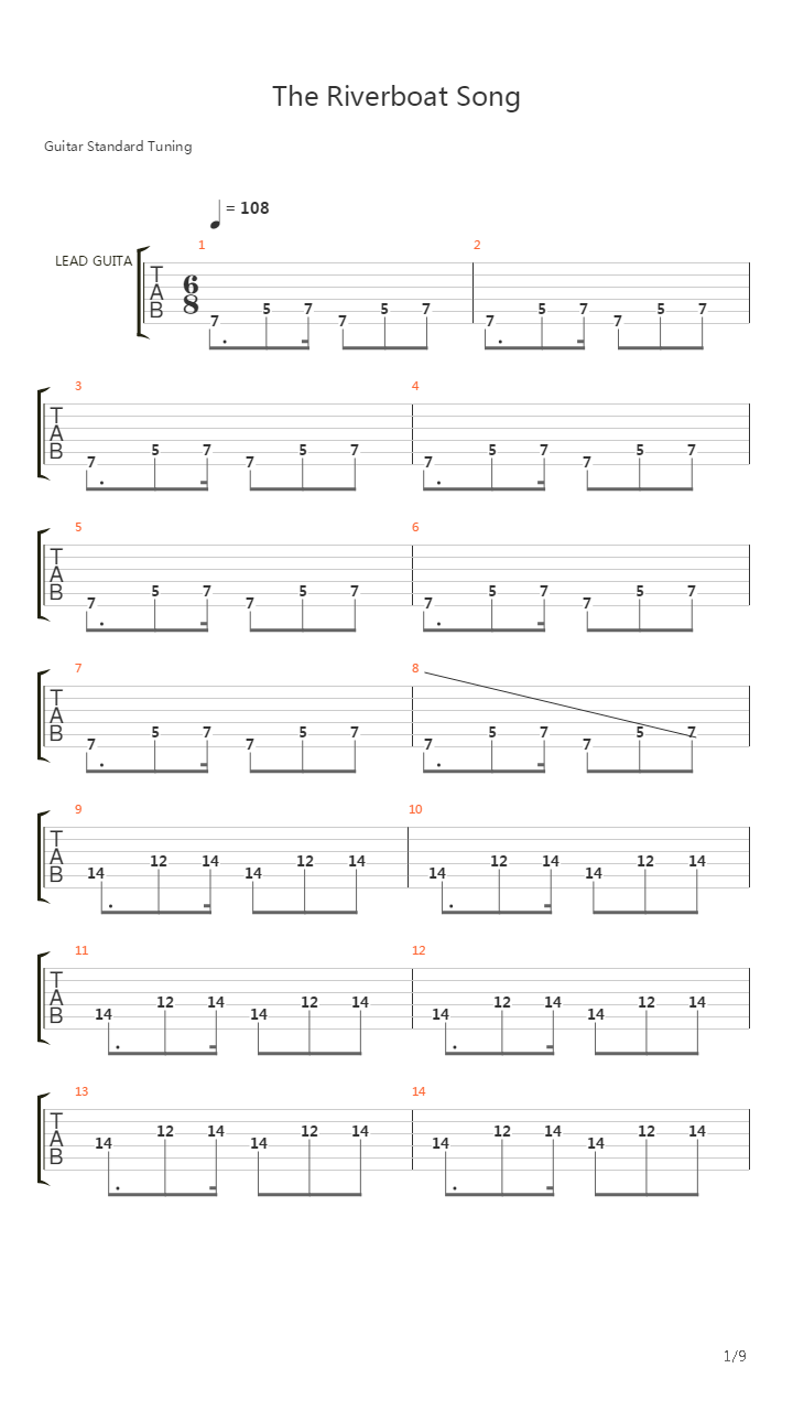 The Riverboat Song吉他谱