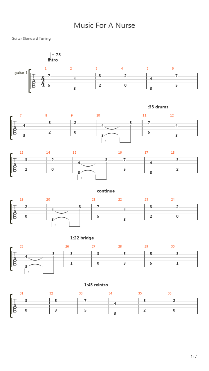 Music For A Nurse吉他谱