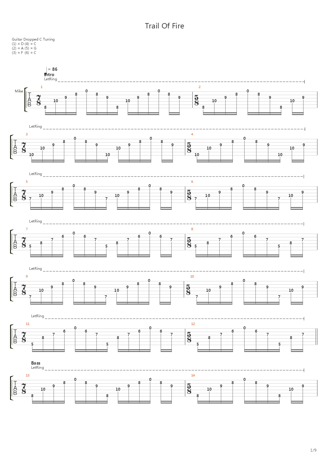 Trail Of Fire吉他谱