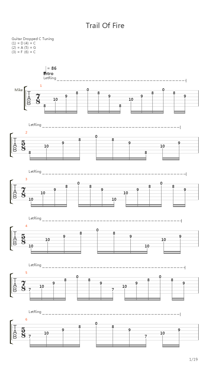 Trail Of Fire吉他谱