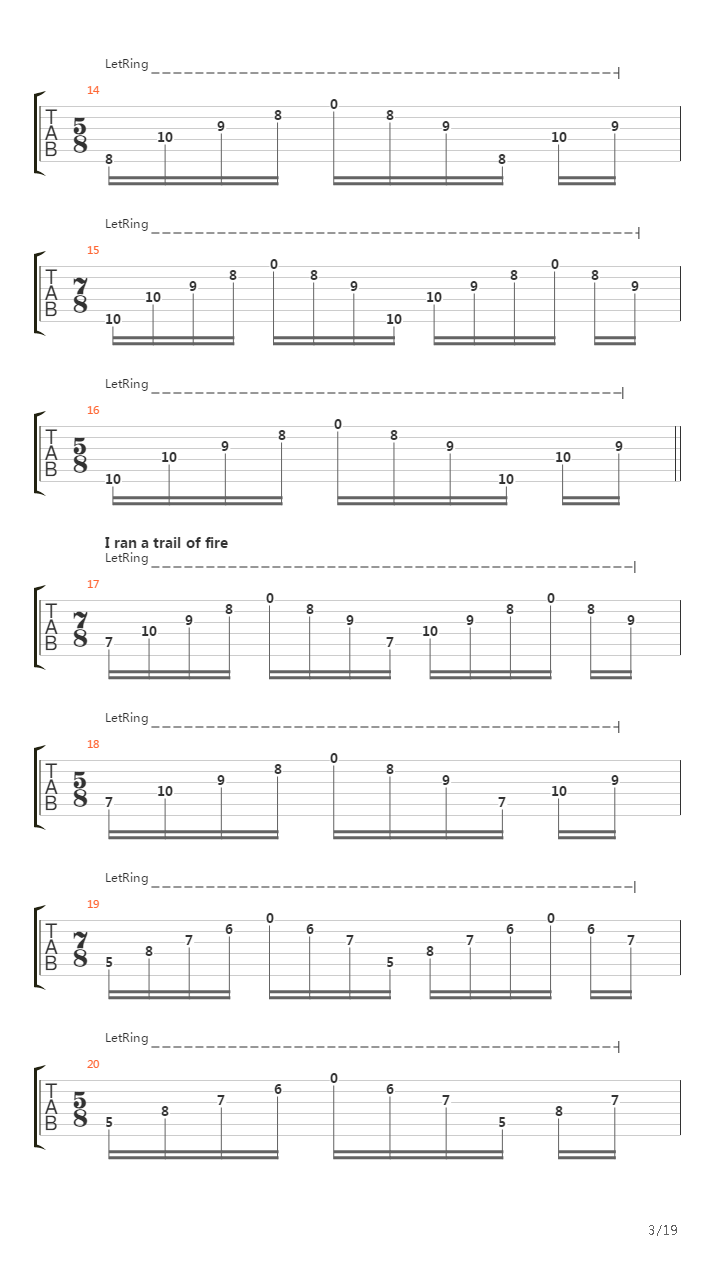 Trail Of Fire吉他谱