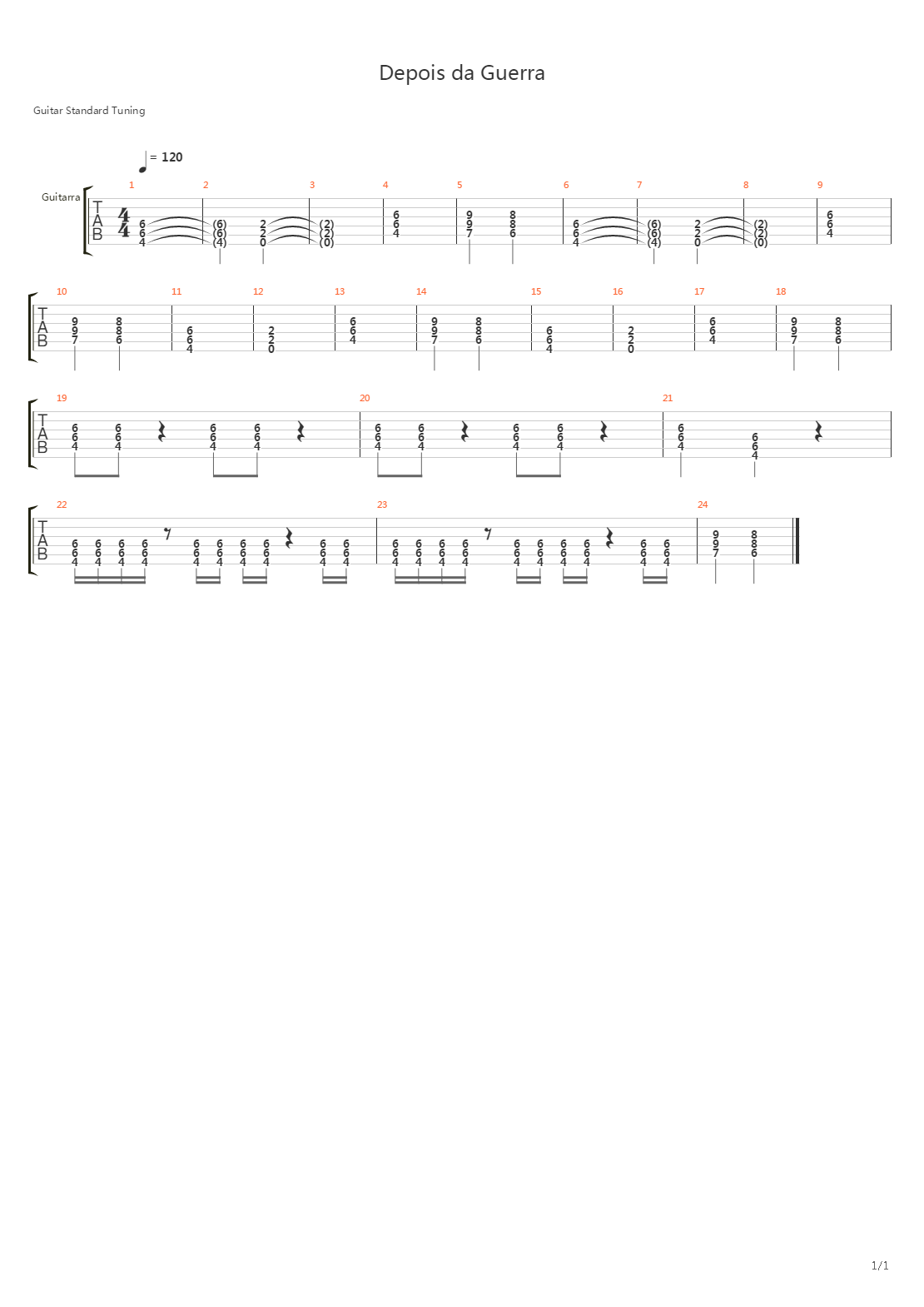 Depoisa Da Guerra吉他谱