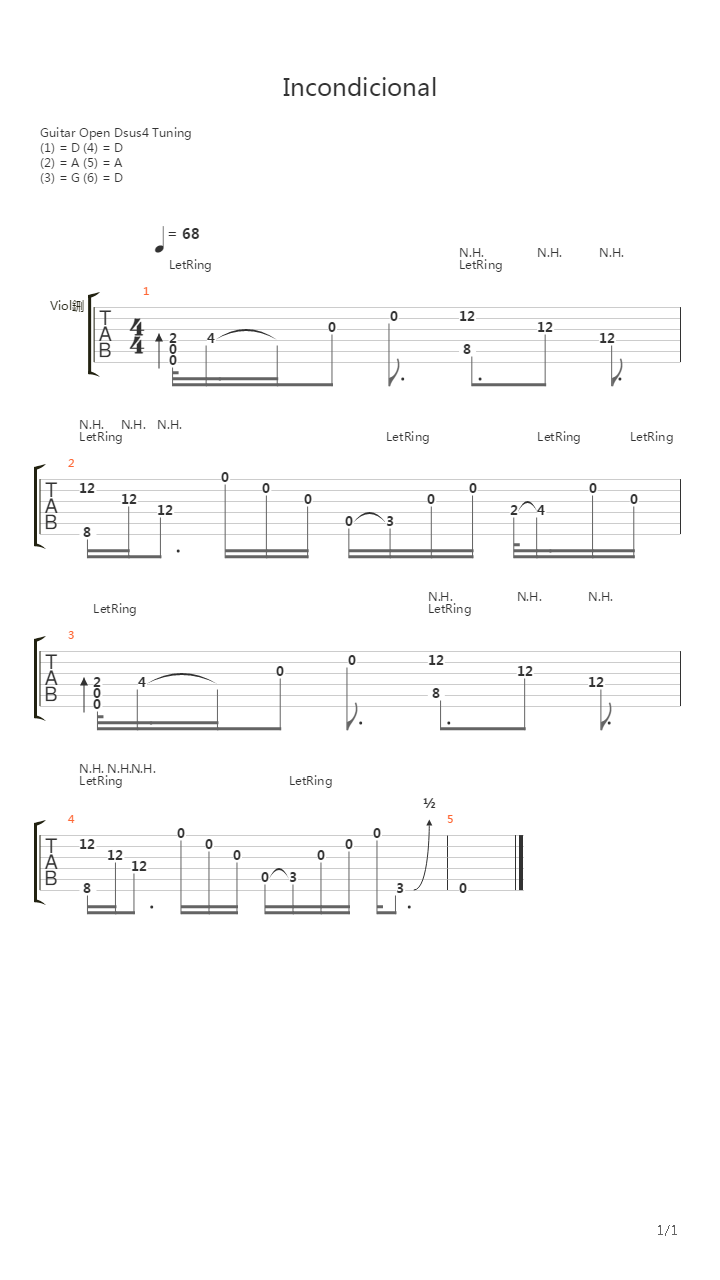 Incondicional吉他谱